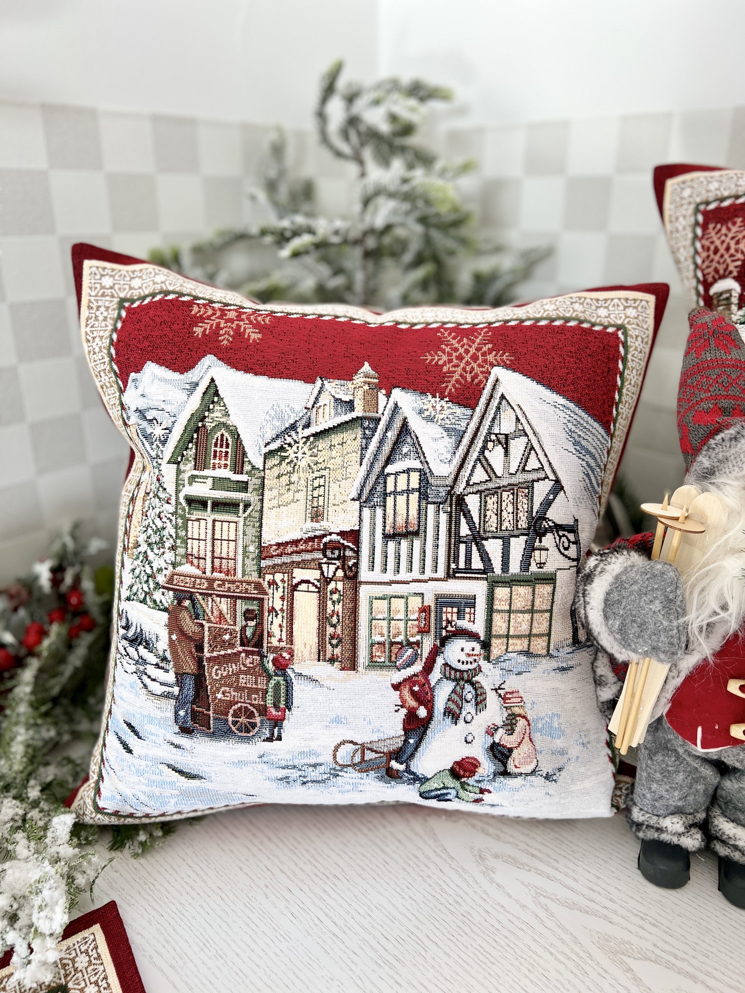 Christmas decorative tapestry pillowcase 18x18 in (45*45 cm.) one-sided