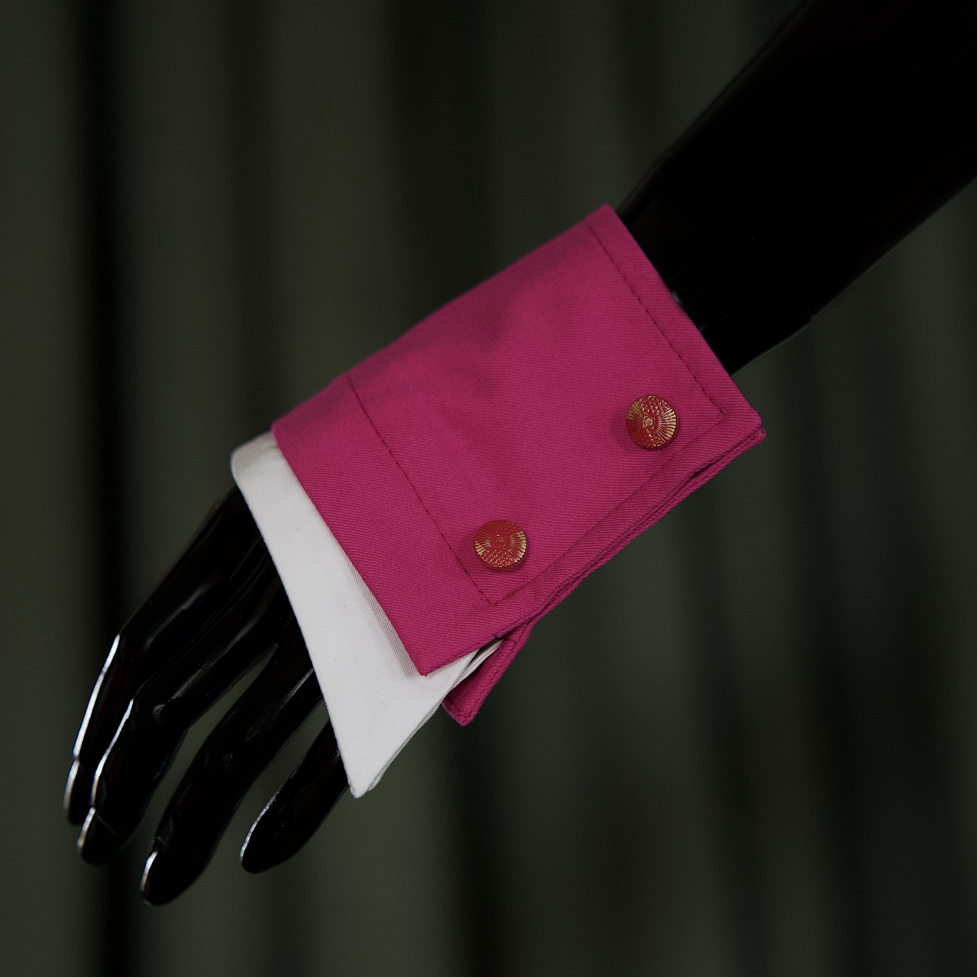 Pink cuffs "black tie" decorated with buttons 23546 from ARTICHOKE