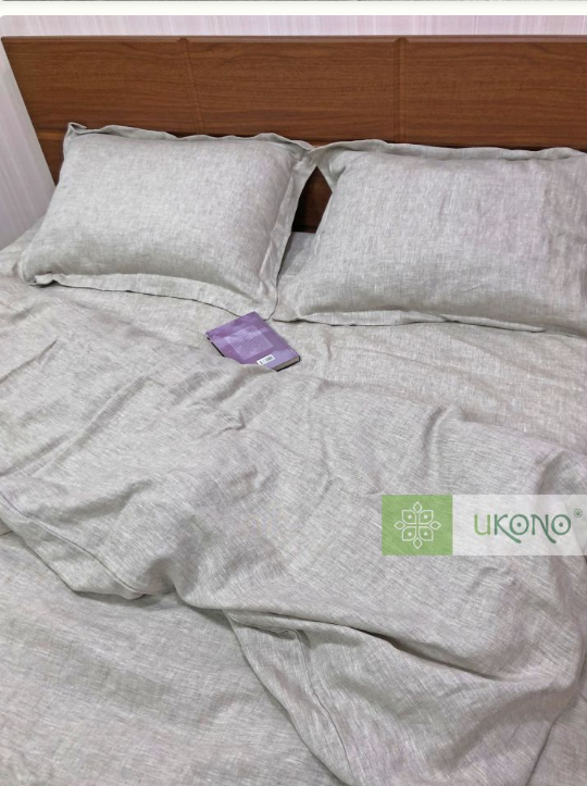 Bed linen set made of linen Ukono «Soft Linen». Family bedding set.