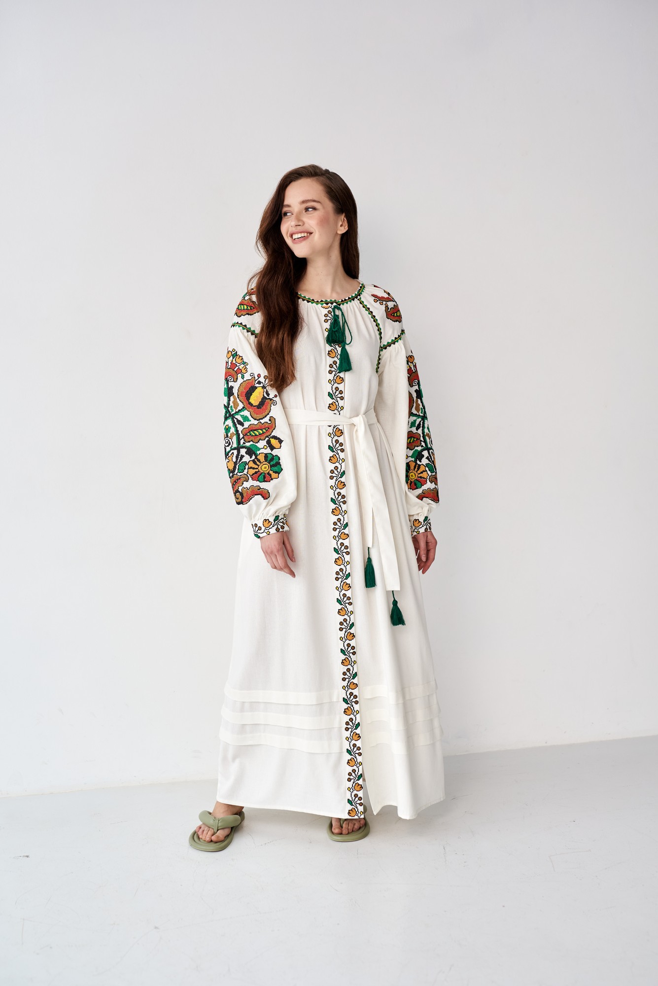 Boho Women's Ukrainian Dress with Embroidery