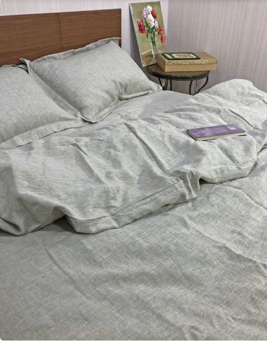 Bed linen set made of linen Ukono «Soft Linen». Euro bedding set.