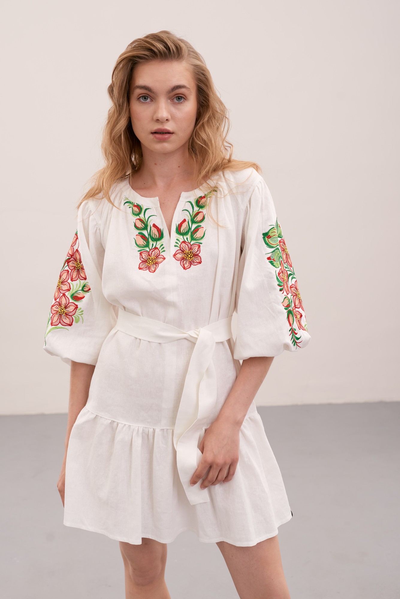 Modern women's ukrainian dress embroidery merezhka 