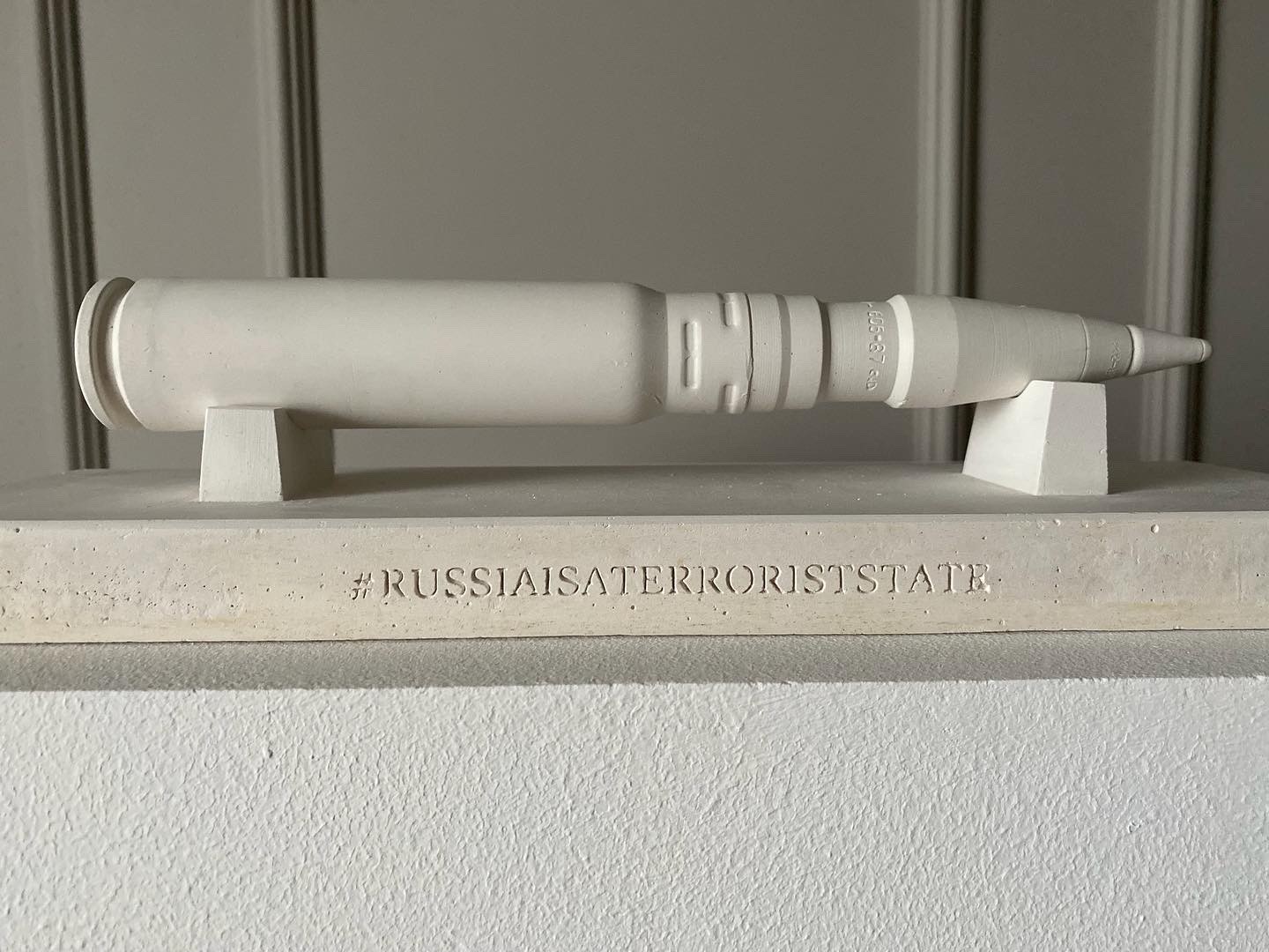 Plaster sculpture #RUSSIAISATERRORISTSTATE