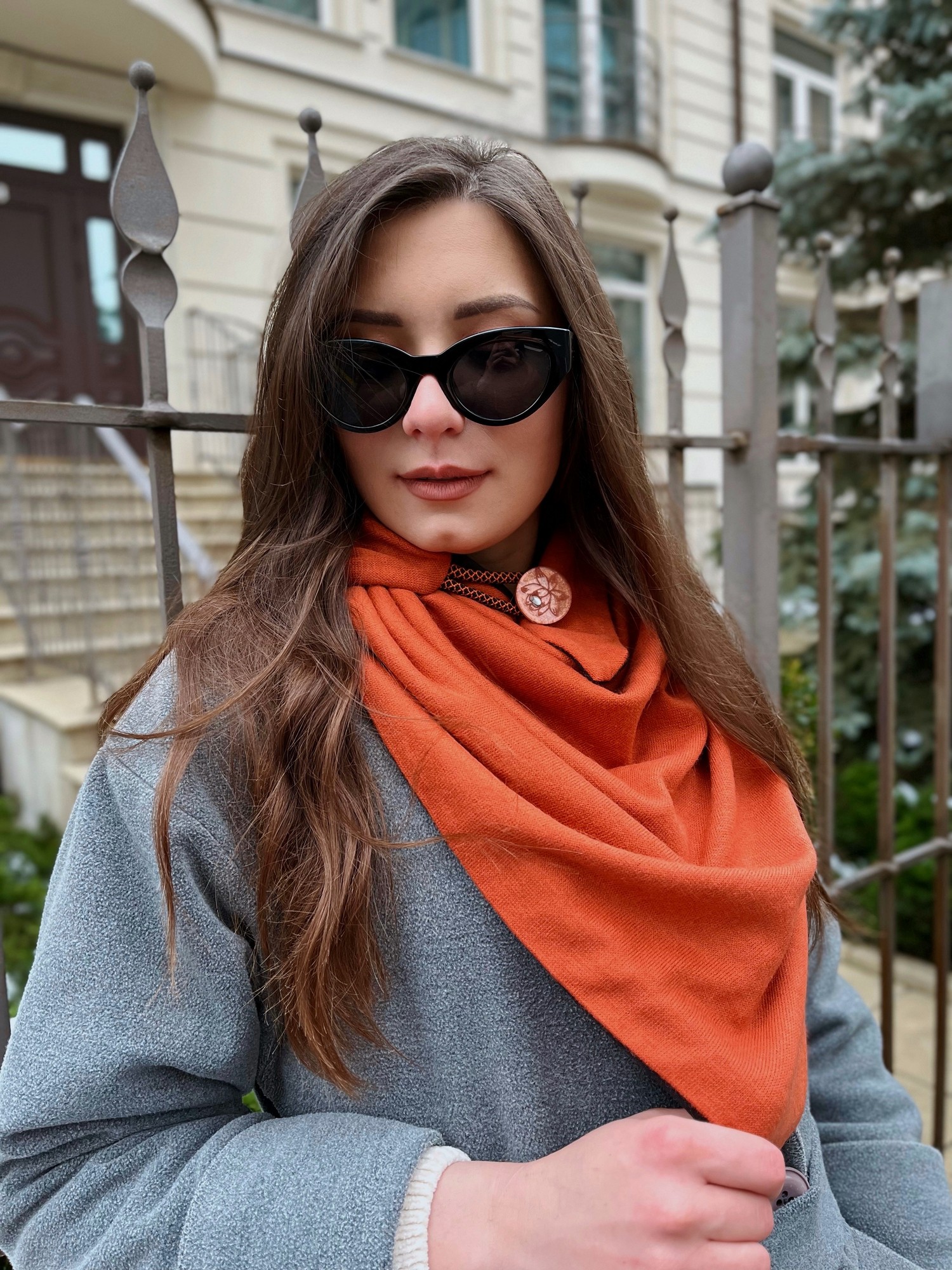 Stylish scarf double-sided scarf ,,,Ukrainian color,,  with original clasp, unisex