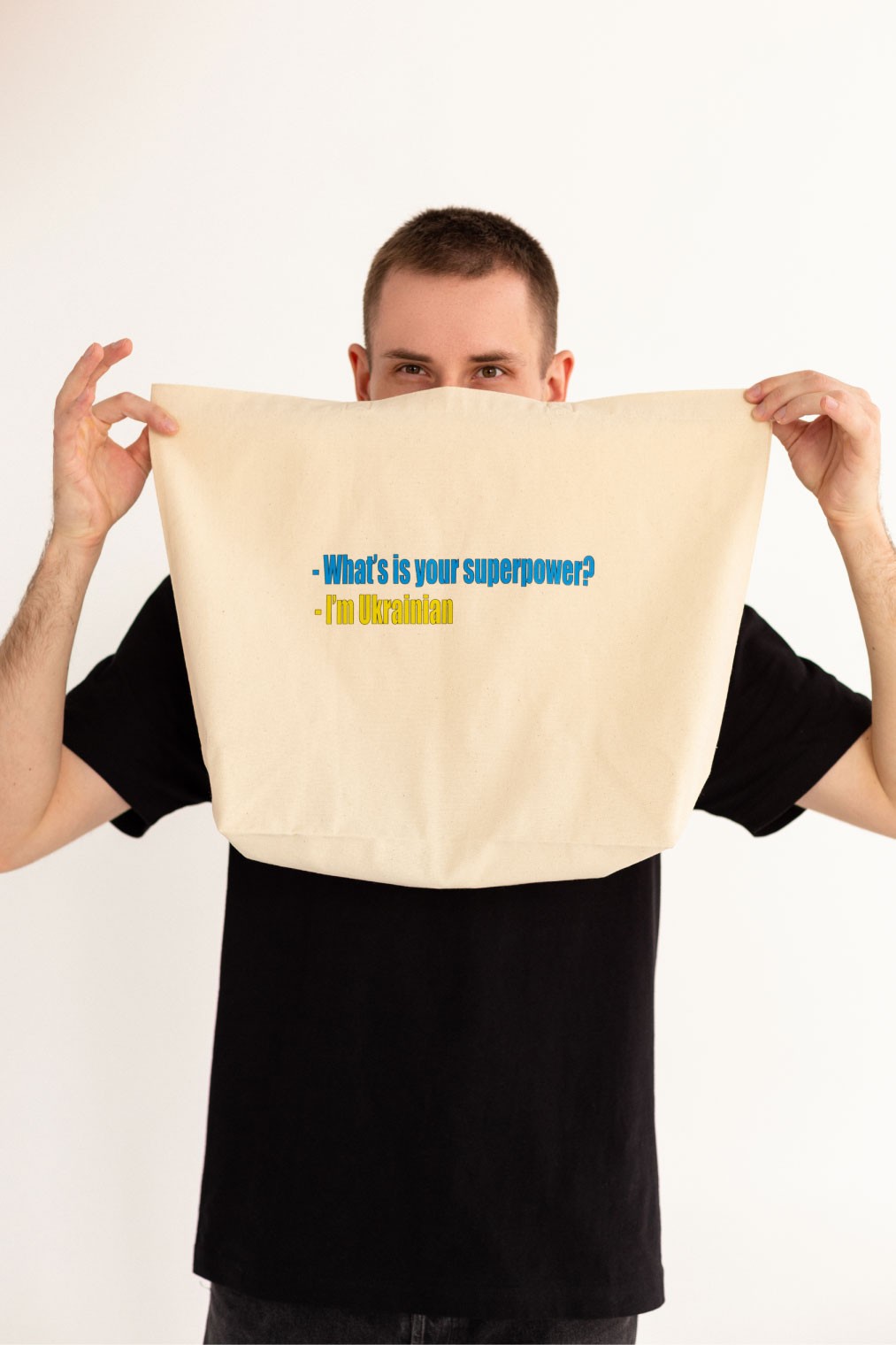 set ecoshopping bag with T-shirt,  print, black/nude