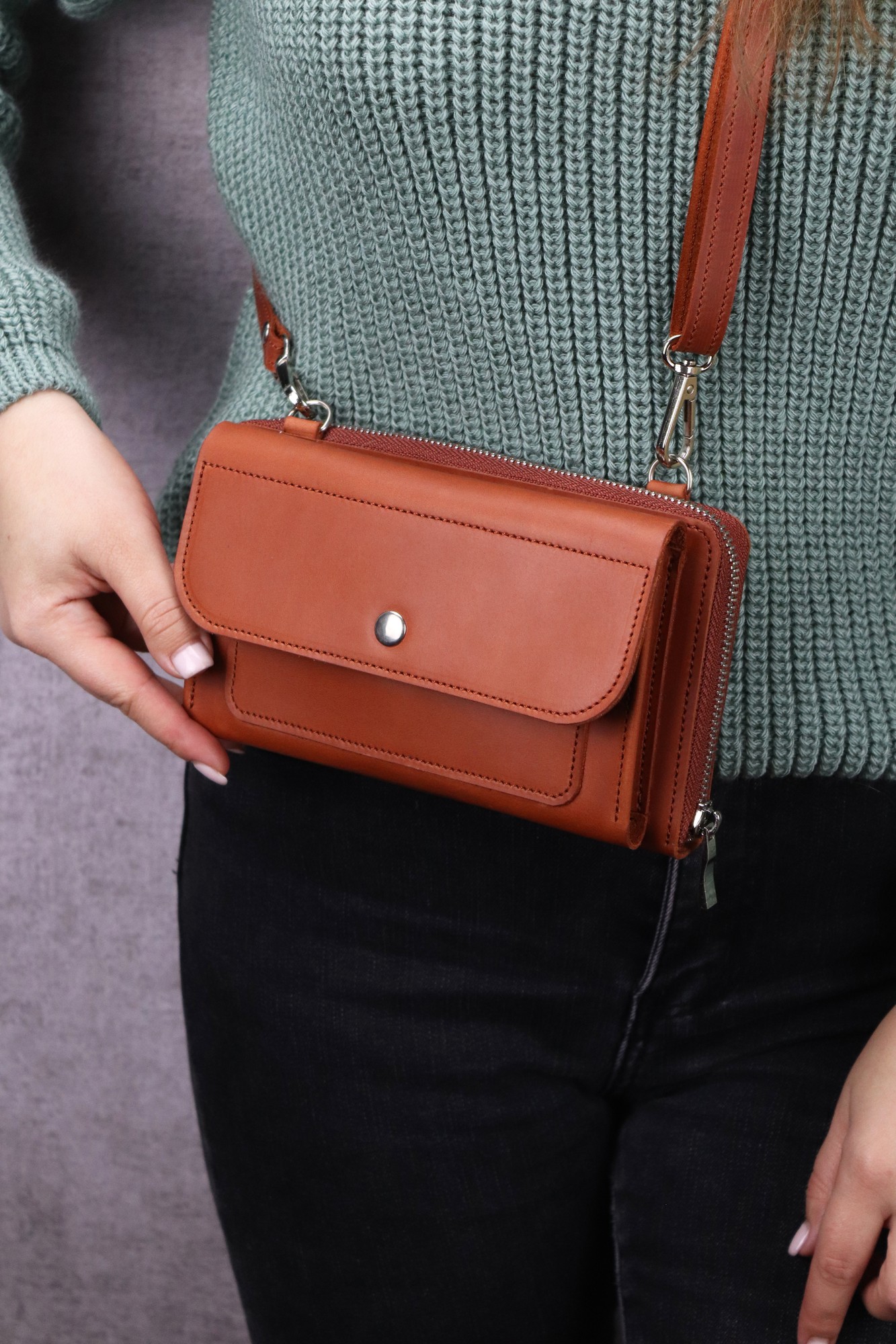 phone leather crossbody bag