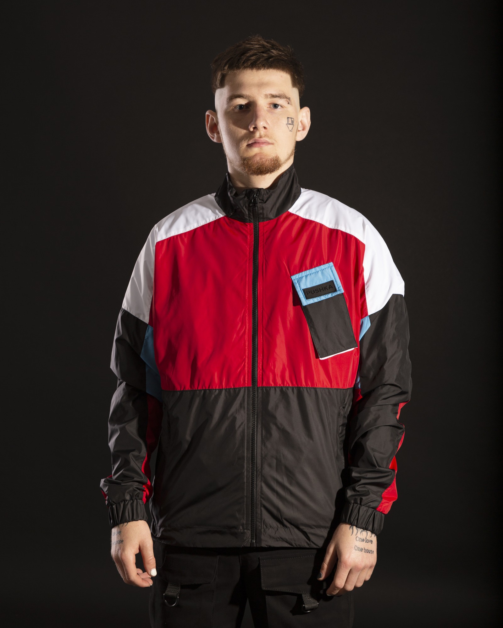 Men's zip-up jacket OGONPUSHKA Retro red