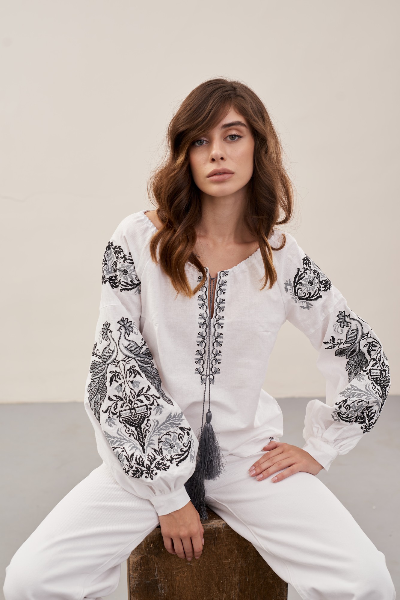 Ethnic blouse with embroidery MEREZHKA "Firebird"