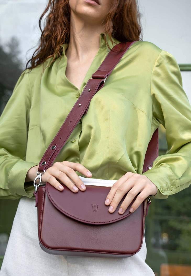 Burgundy Leather Crossbody Bag // Medium Cross Shoulder 