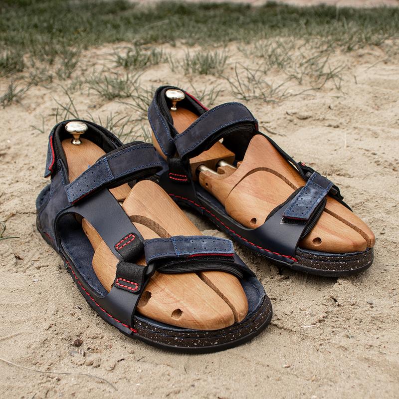 Ikos Mens Two Strap Sandals Leather - Leather Sandals