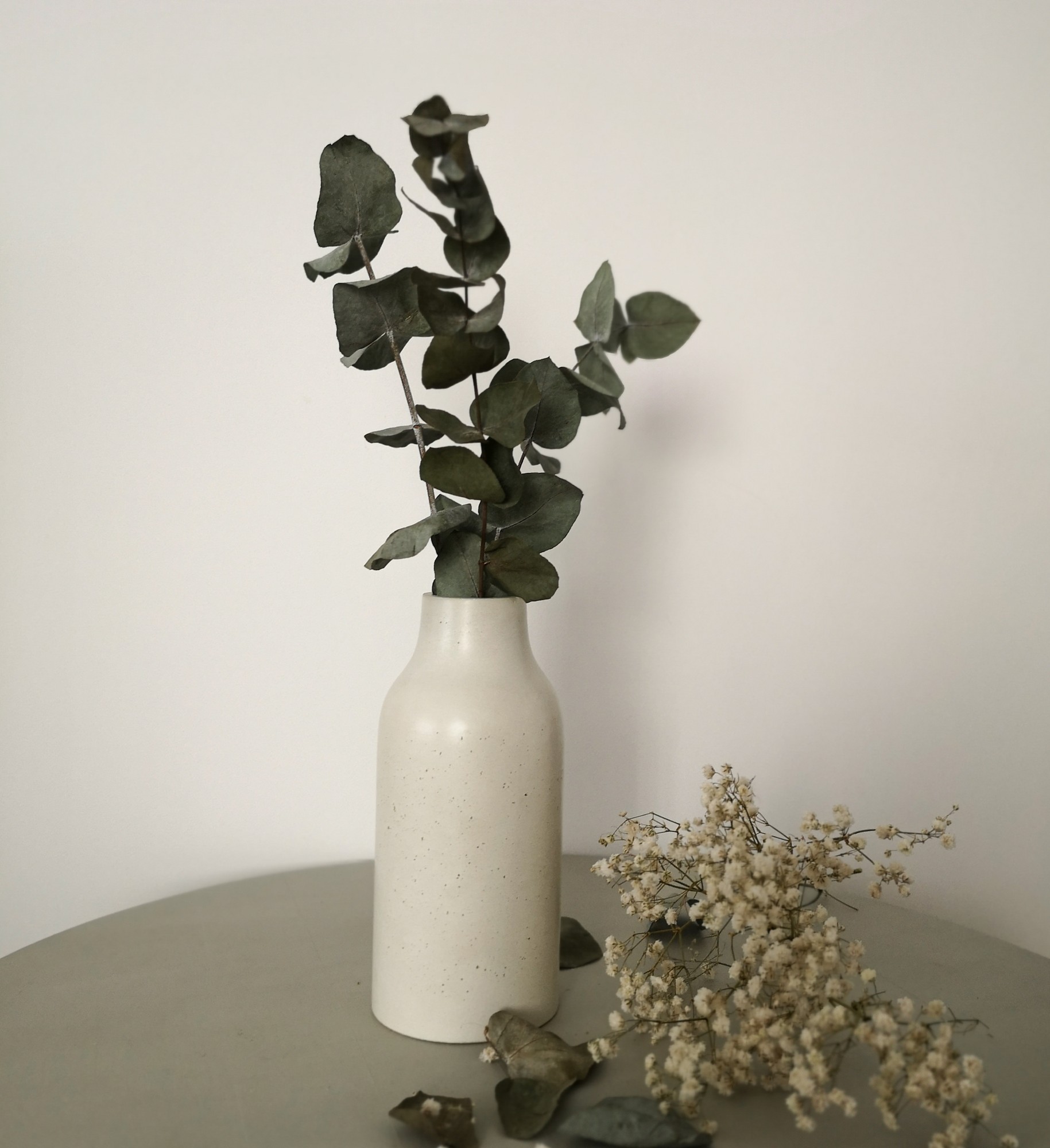 White modern concrete vase