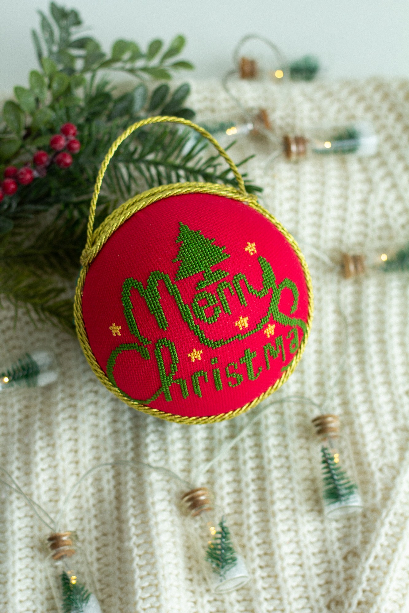 Big Christmas ball with cross stitch