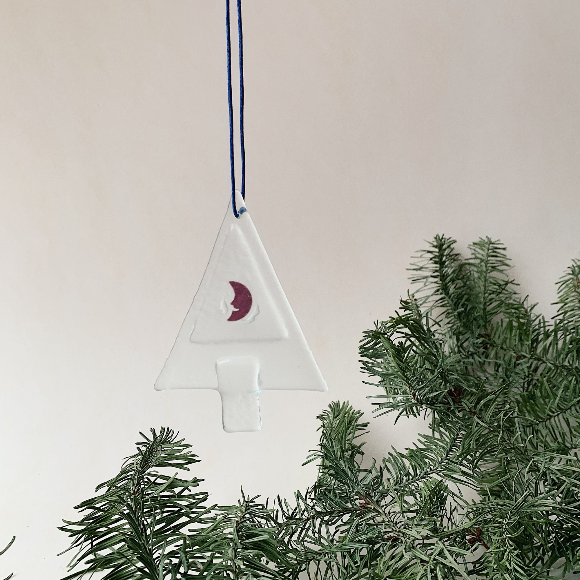 Glass decor Christmas tree, with a moon