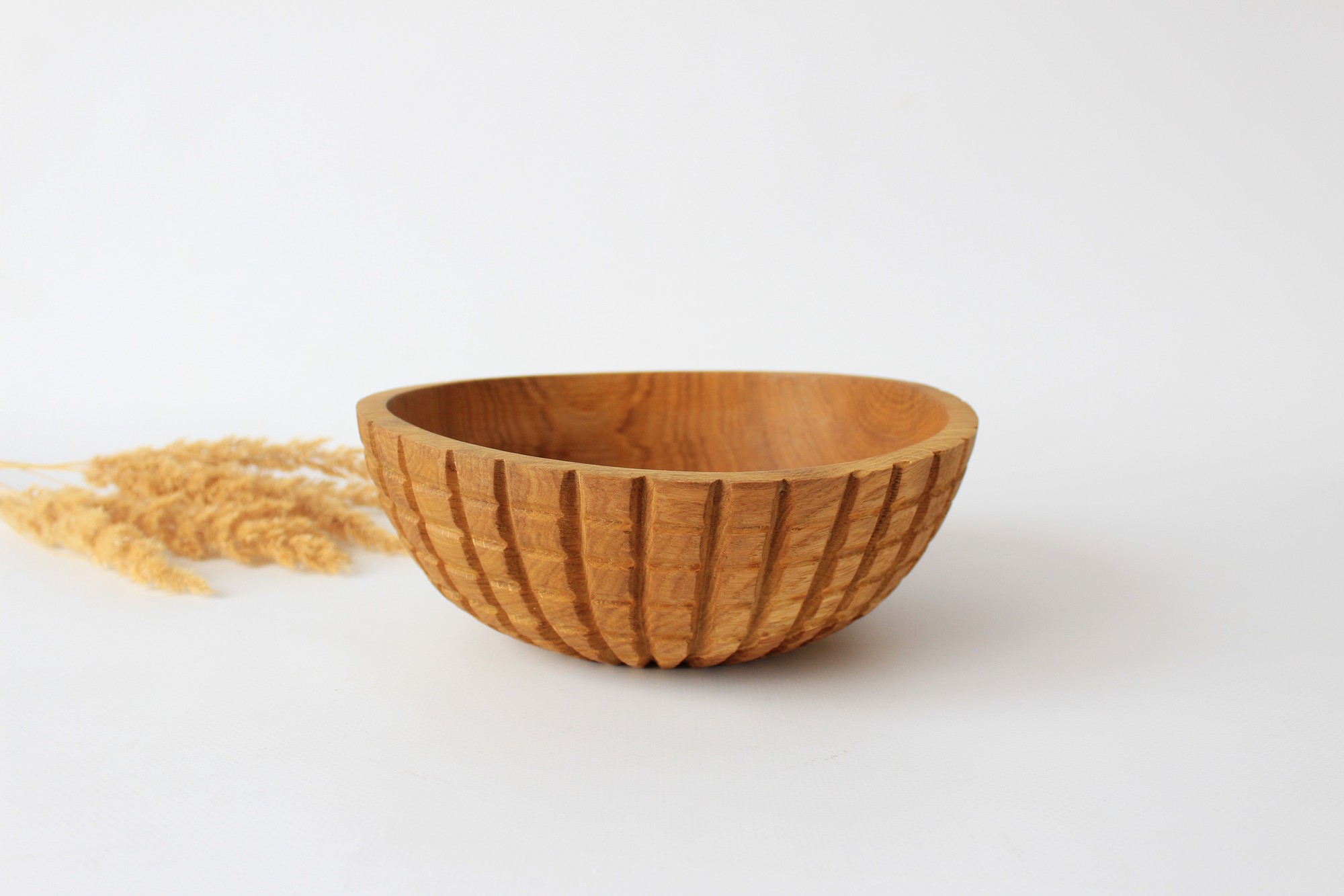 Handmade fruit bowl, rustic wooden dinnerware