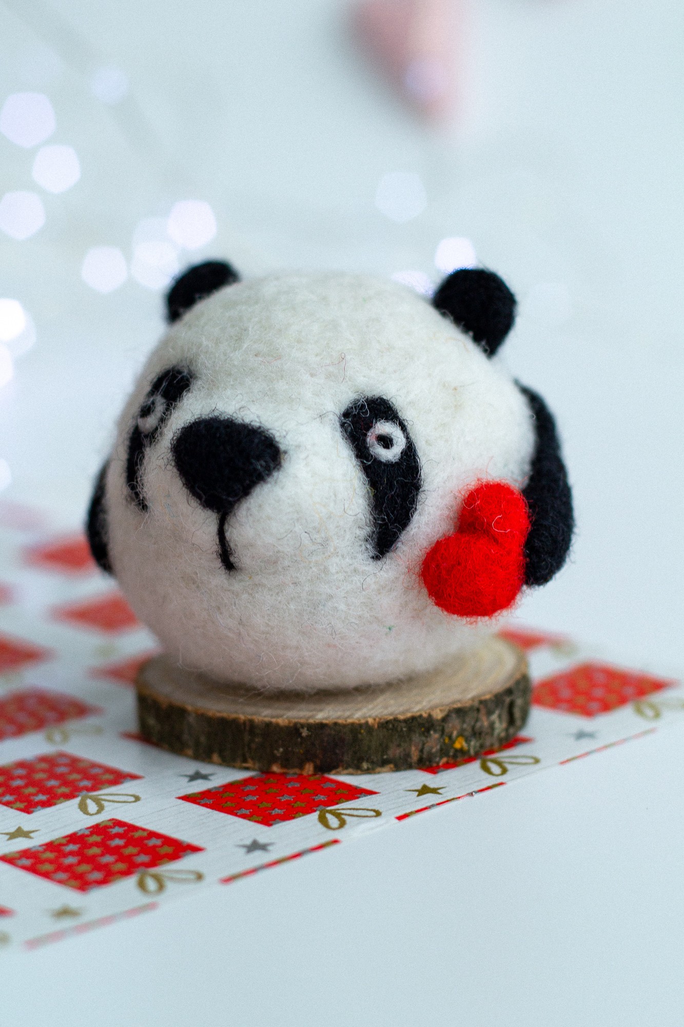 Valentine's Day gift Wool panda with heart