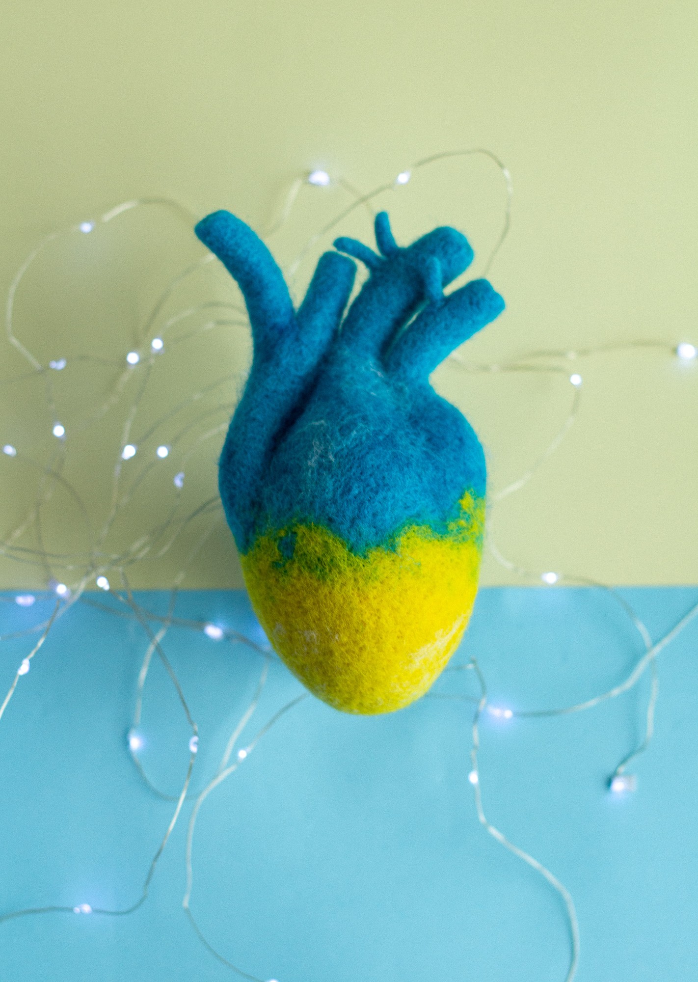 Anatomical heart "With Ukraine in the heart" in the color of the Ukrainian blue-yellow flag