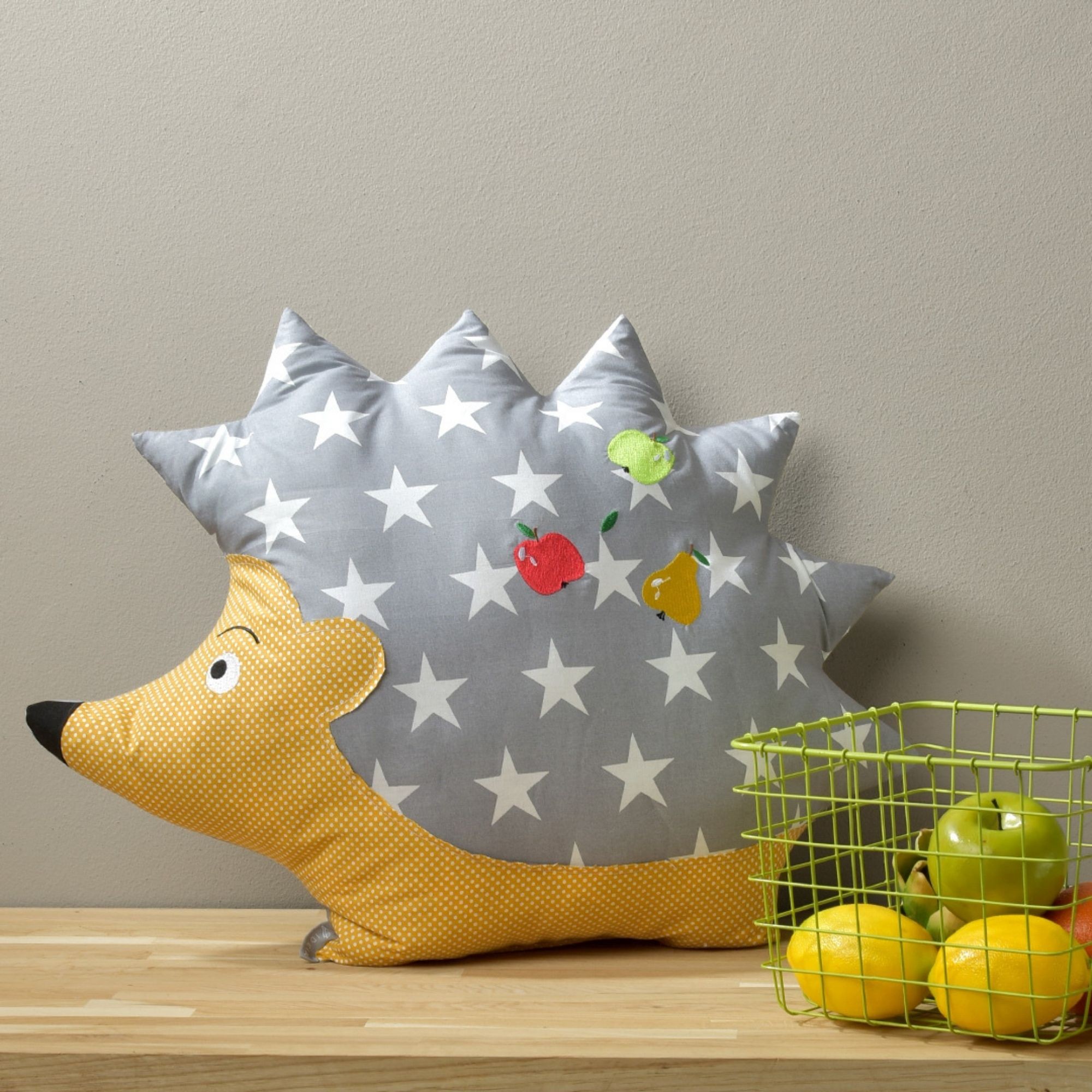 Pillow toy hedgehog tm papaella 40x60 cm gray stars/yellow pots 25226