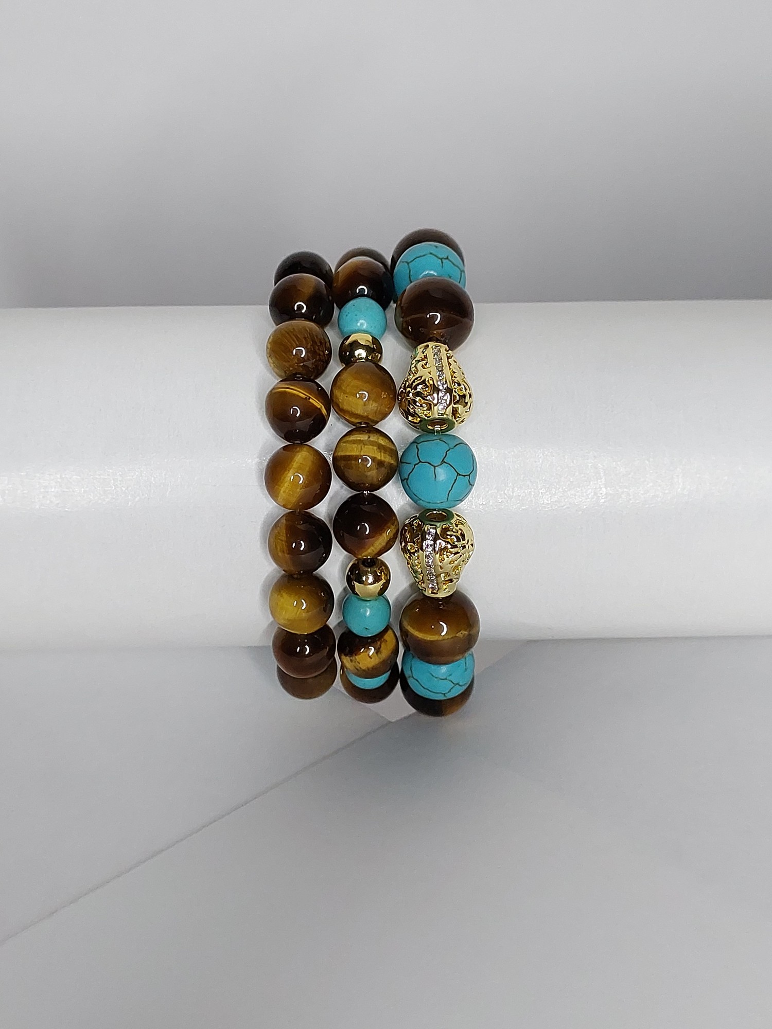 Tiger eye and turquoise bracelet set 25344 from Andrii Osochenko with