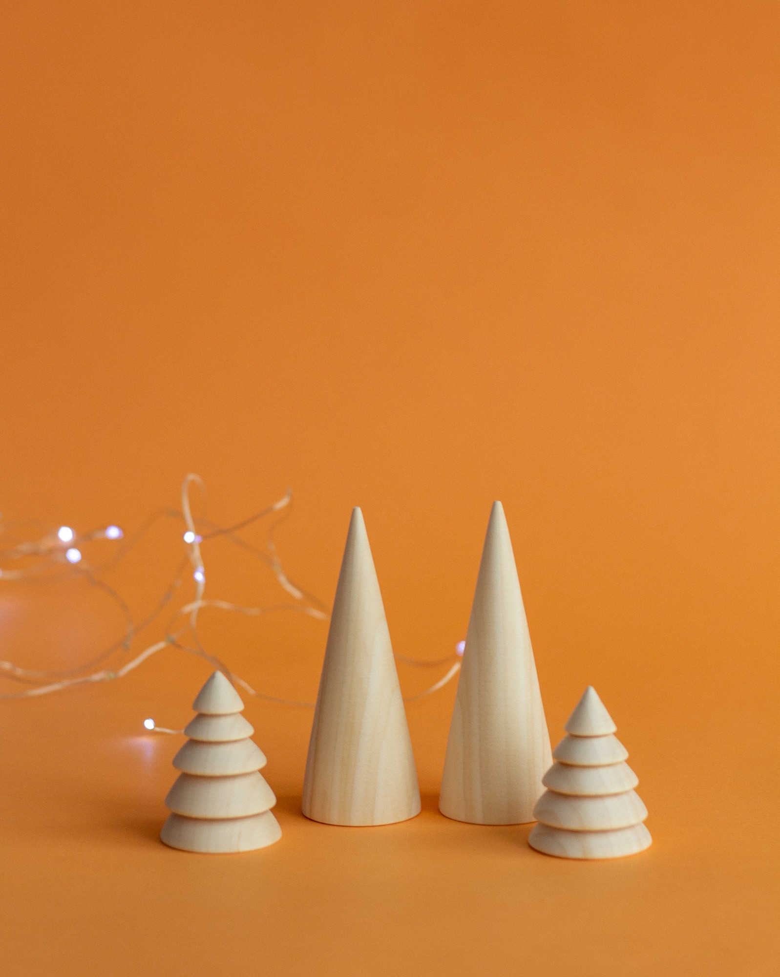 A set of wooden Christmas trees