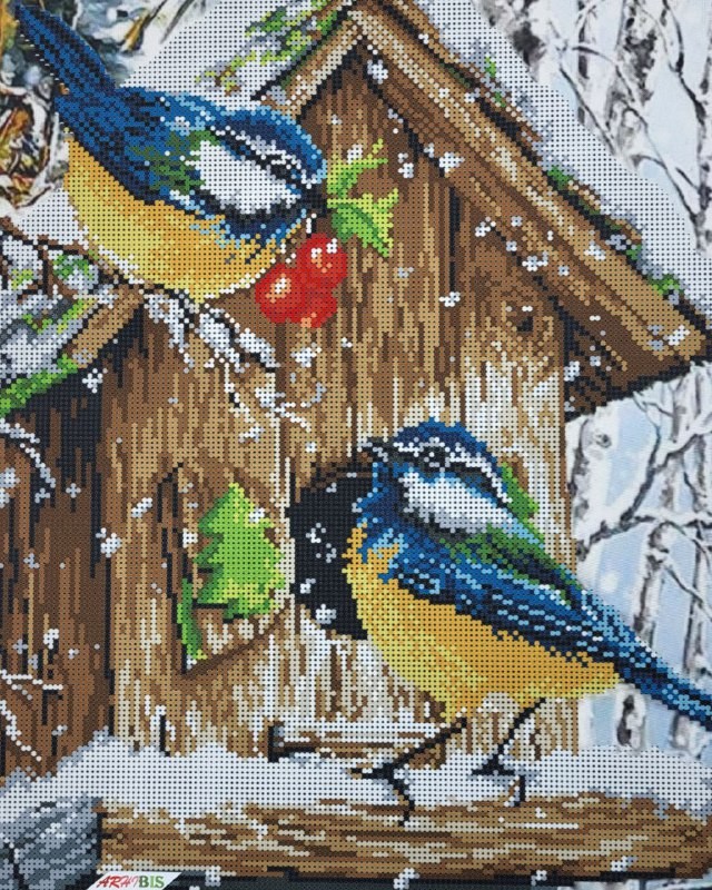 Kit Bead Embroidery Emblem Winter birds a3-k-359