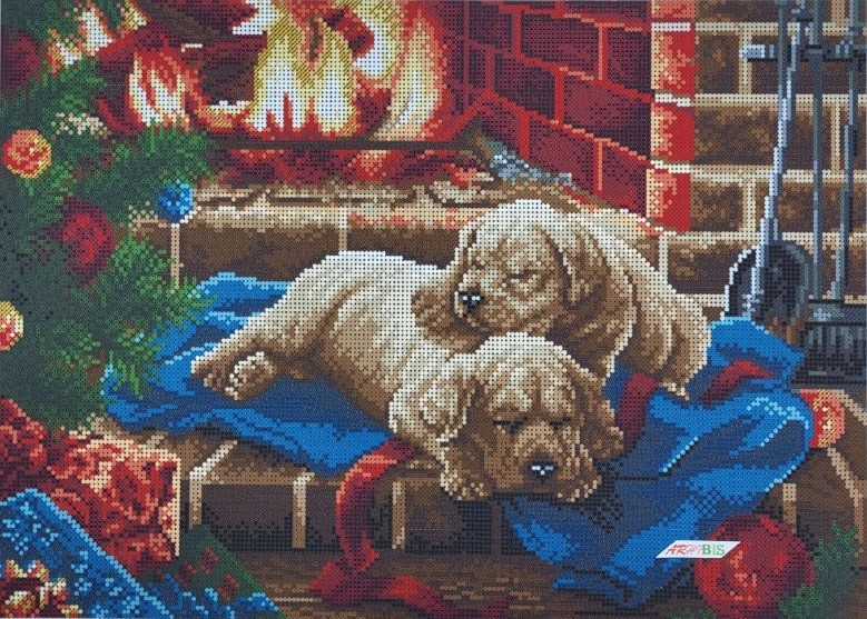 Kit Bead Embroidery  Spaniel puppies a3-k-551