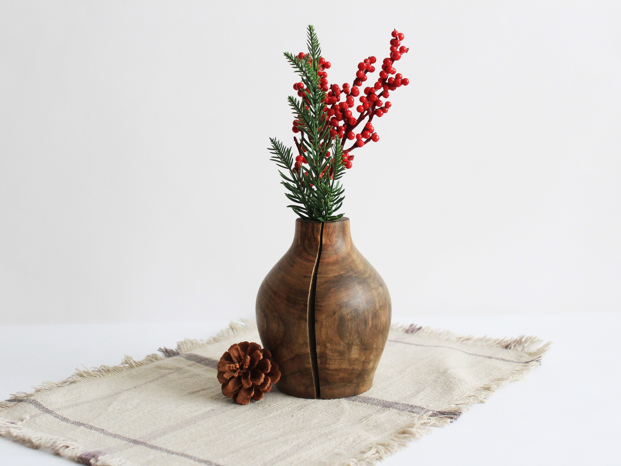 Small bud vase hadmade, decorative wooden vase
