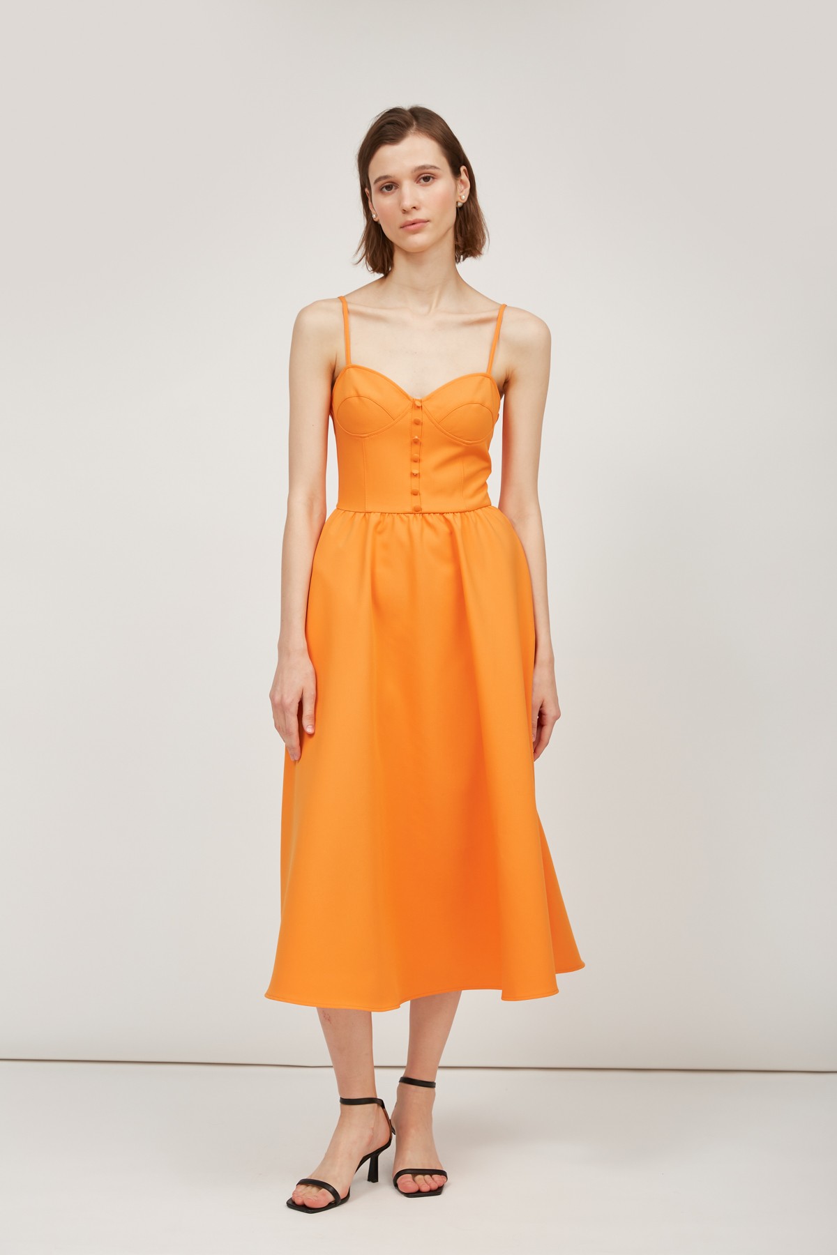 Orange midi dress