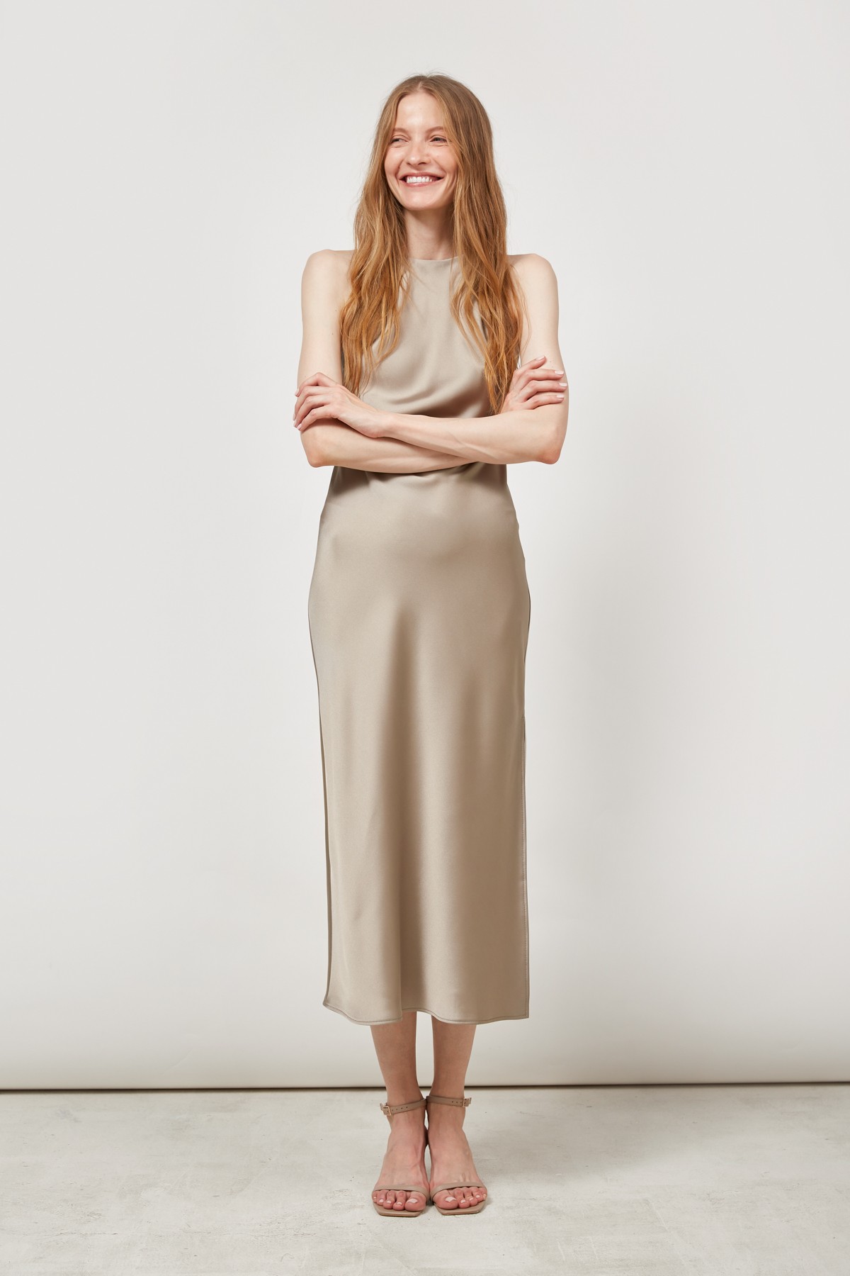 Olive green slip satin dress - 26153 from Must Have with donate to u24