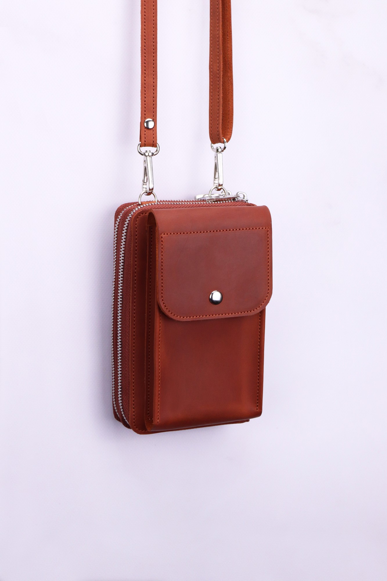 Partition Design Women Mobile Phone Bag Vertical Style Crossbody