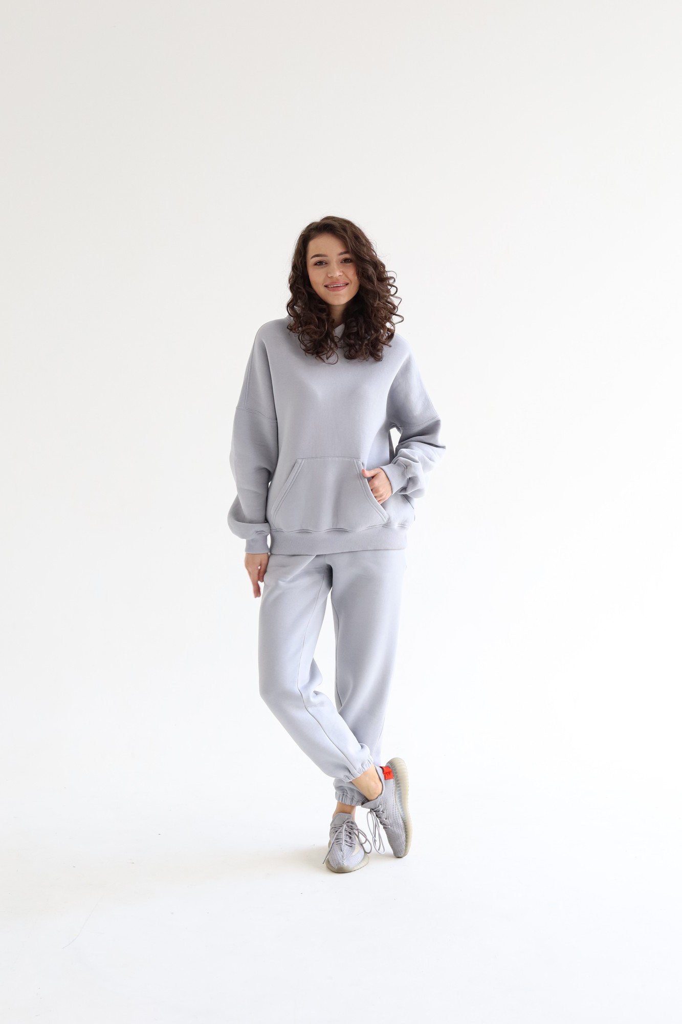 Tracksuits with fleece - hoodie and joggers - grey color - made in ...