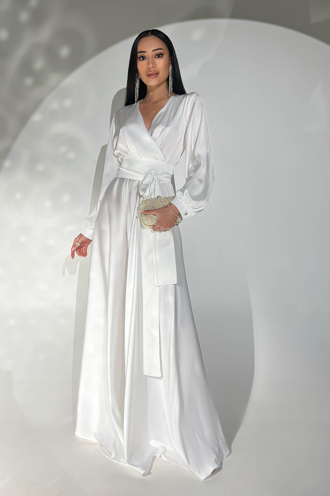 Exquisite evening dress made of artificial silk