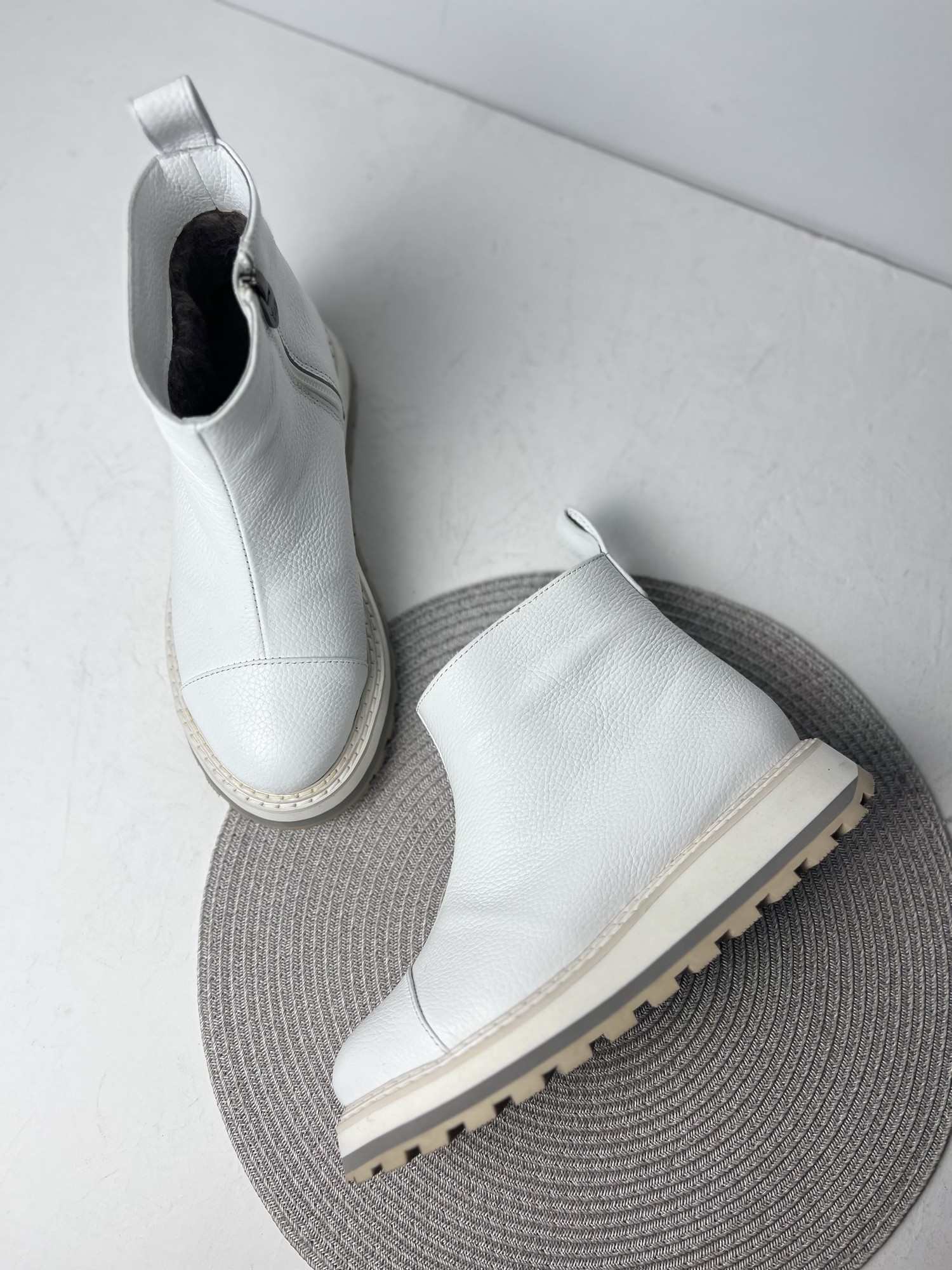 White leather boots