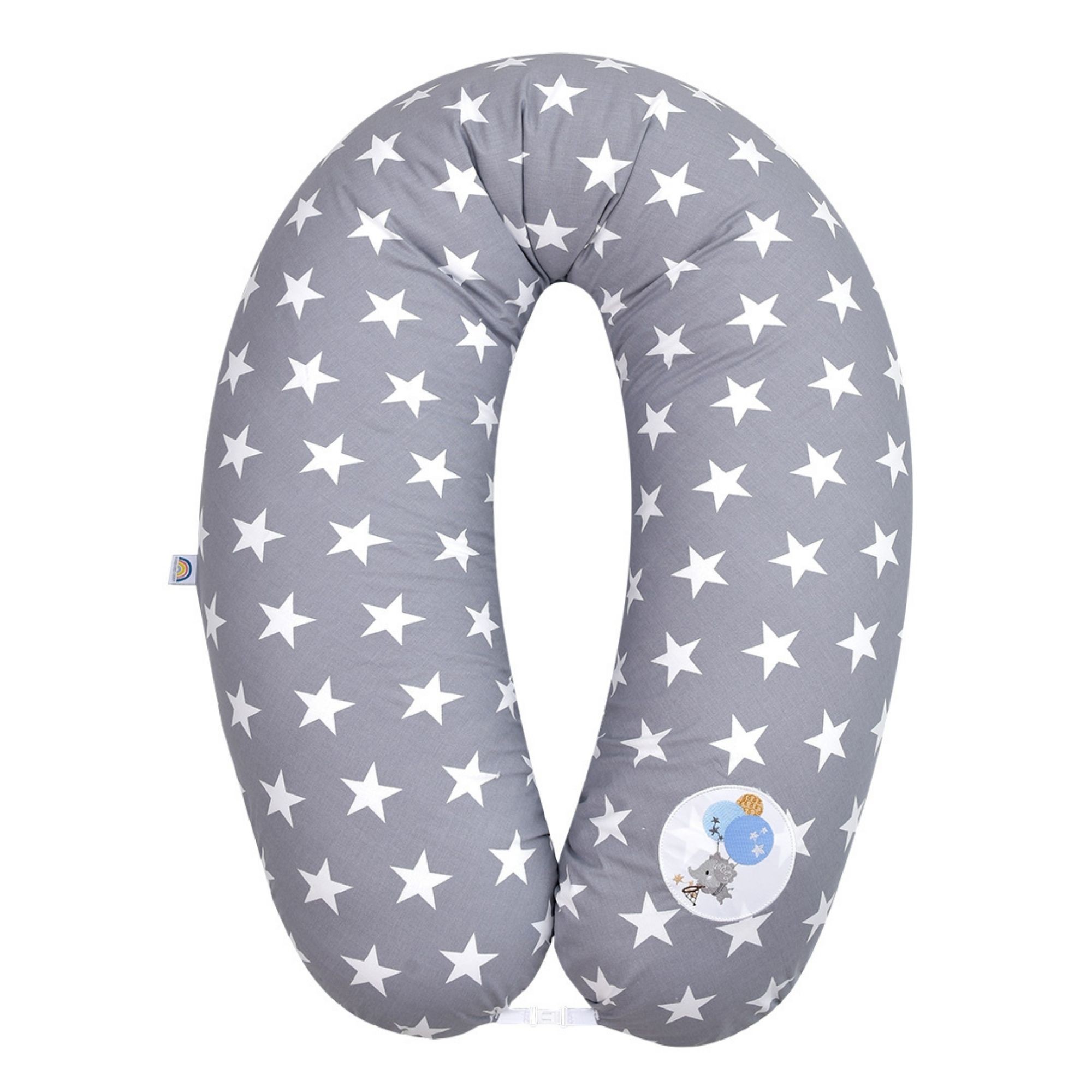 PILLOW FOR PREGNANT AND FEEDING TM PAPAELLA 30X190 CM + CARBINER WHITE STAR ON GRAY