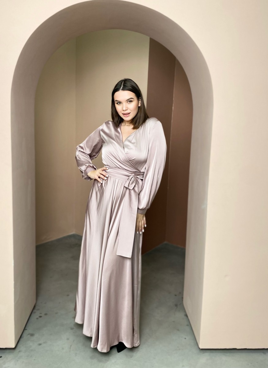 Light pink maxi dress /wedding guest dress / long sleeve evening dresses / pink long dress for wedding / long sleeve dress for wedding guest - 27389 from Liudmyla Hural with donate to u24