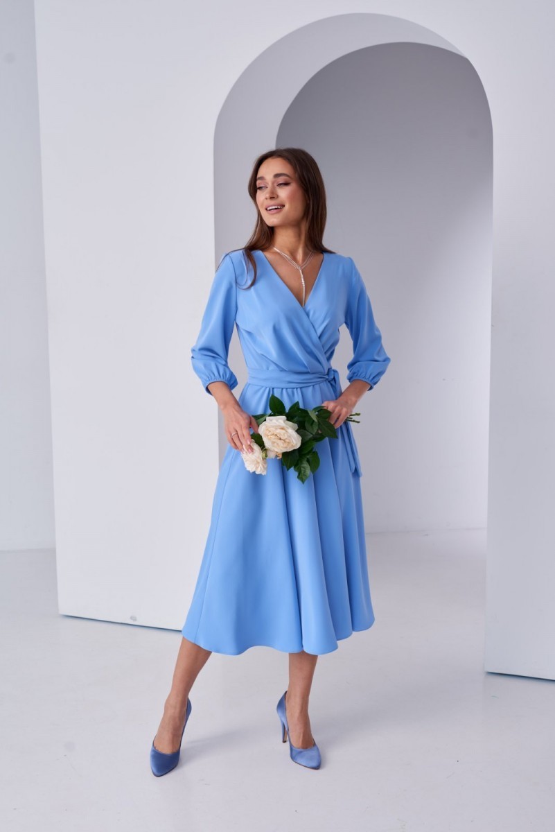 Light Blue Casual Dress With Sleeves