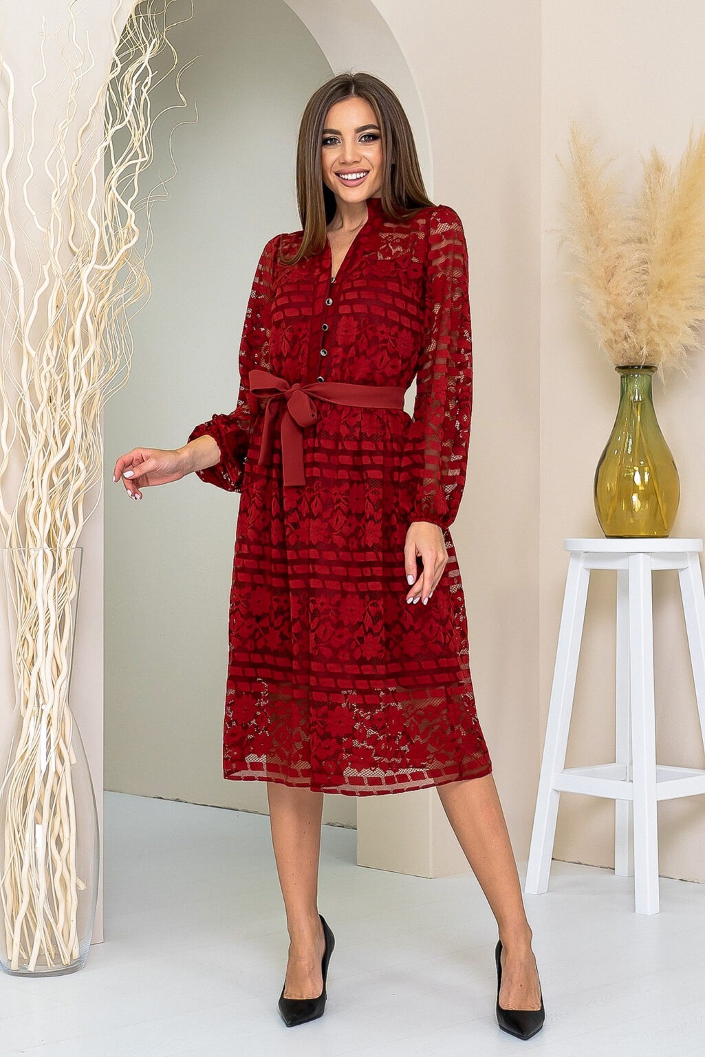 Casual burgundy dress by Tanita-Romario