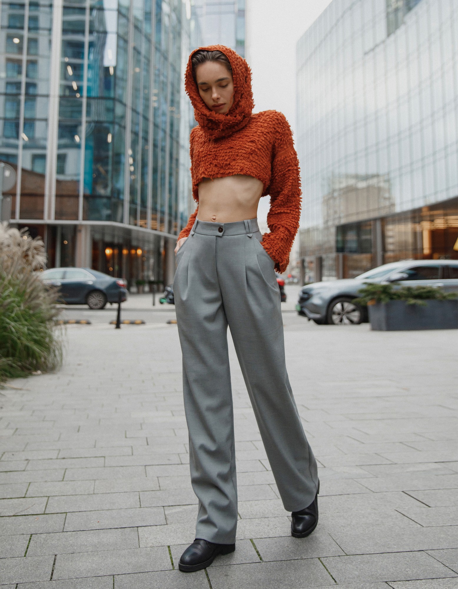 Grey Straight Fit Pants