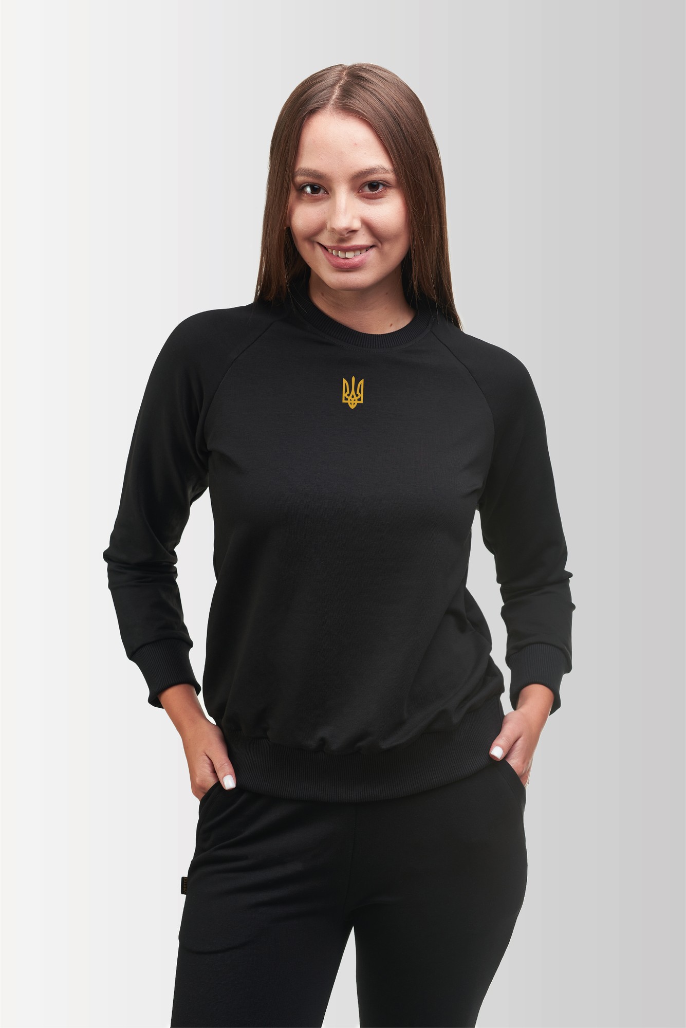Women`s sweatshirt with trident Slim Vsetex Black