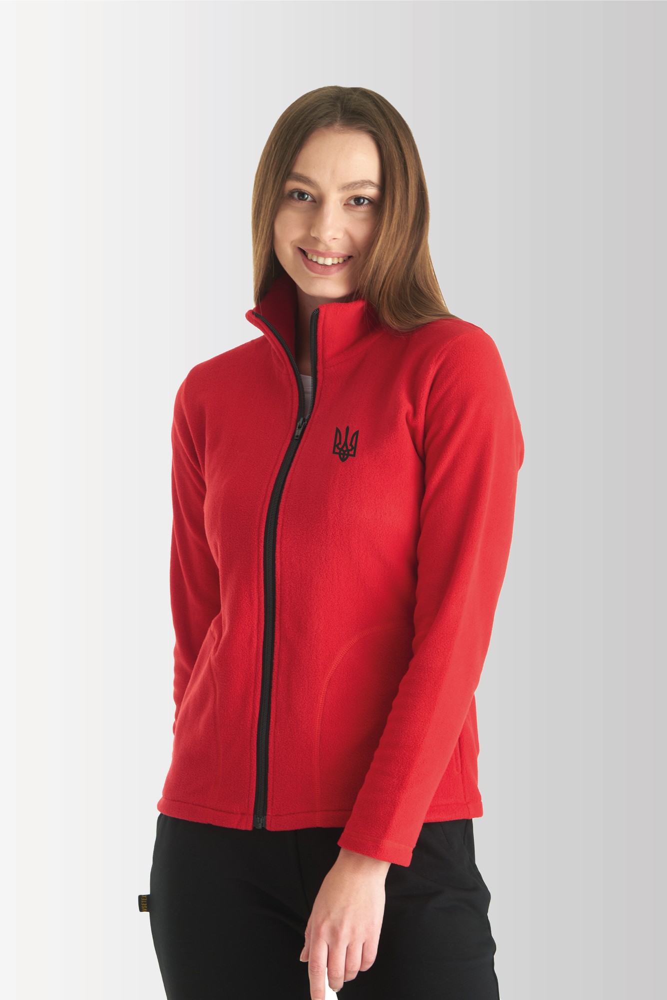 Women's red fleece jacket Vigo 200 with Trident