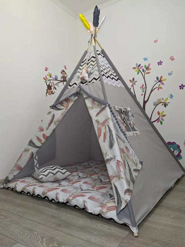 Great wigwam children's with feathers versatile, full set, 150x150x200cm, gray, star stars as a gift