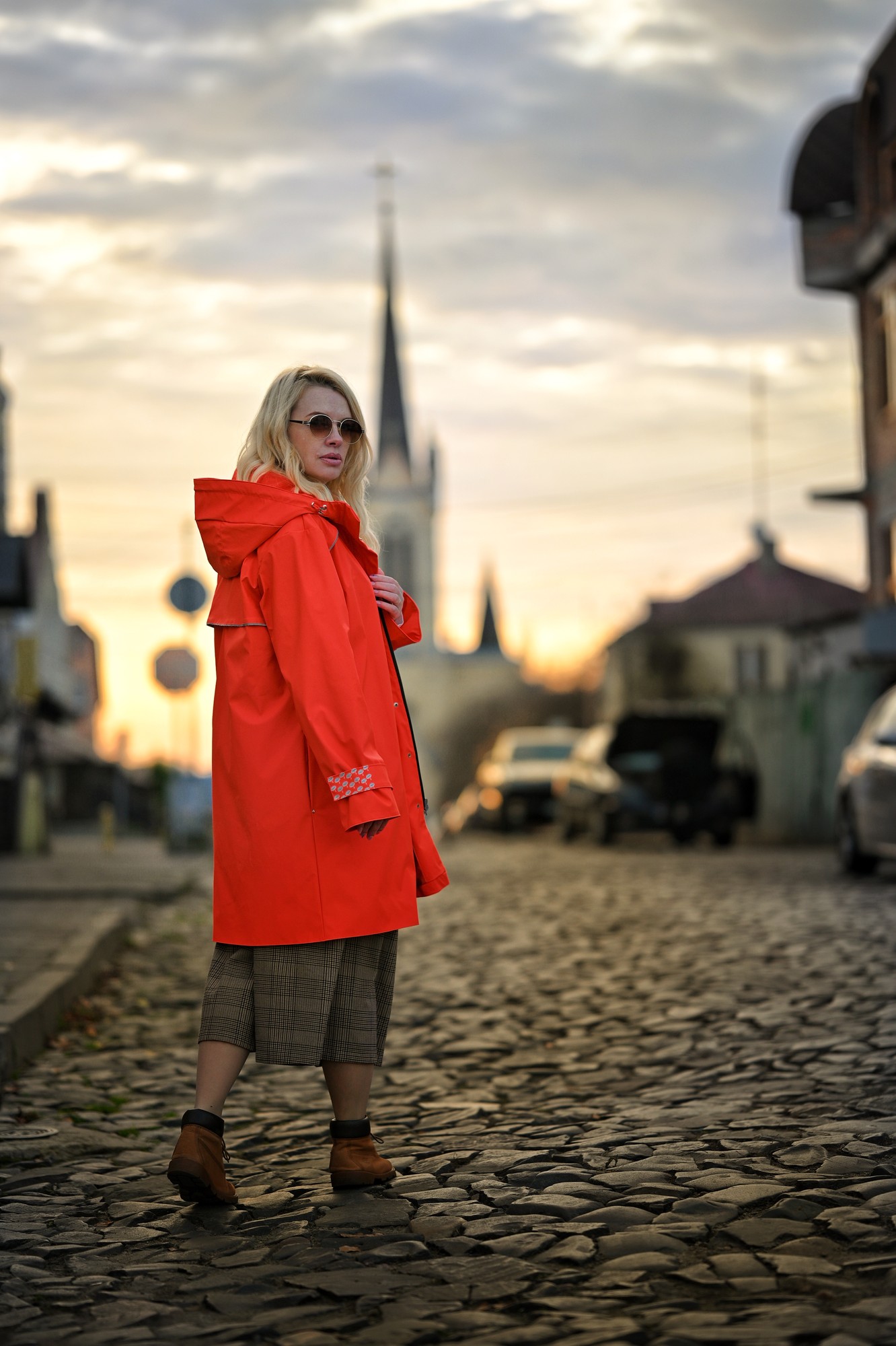 Casual Style Women's Orange Travel Raincoat by Parasol'ka