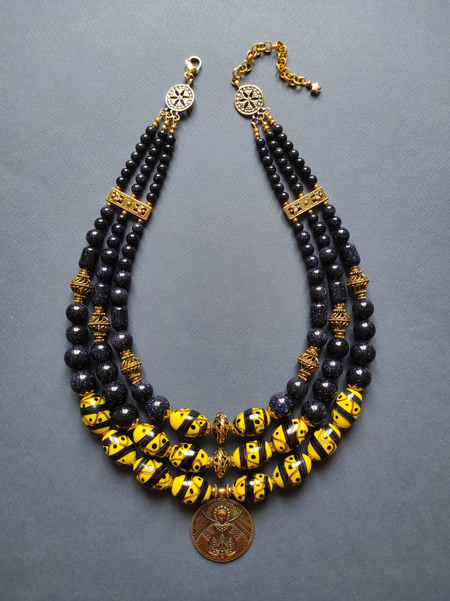 Necklace  "Ukrainian starfall" from glass beads and adventurous
