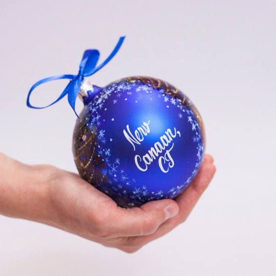 Custom house ornament, hand painted on blue glass bauble by photo, memorabilia gift - 28309 from 