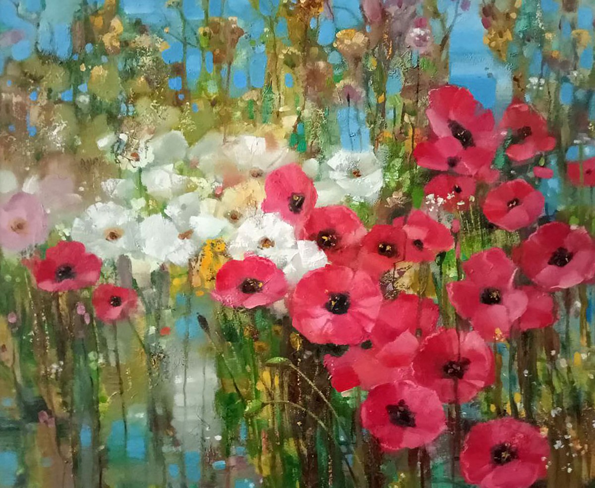 Abstract oil painting Poppies Anatoly Borisovich Tarabanov nTar178