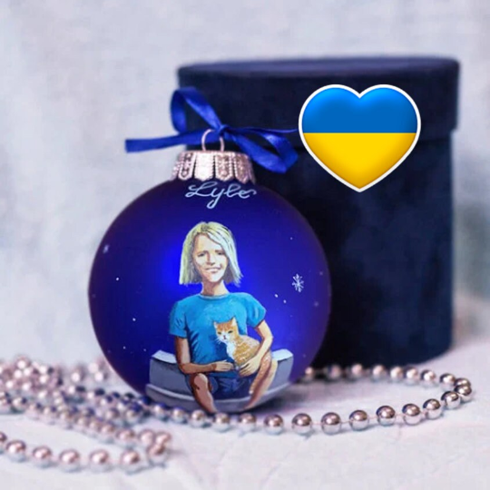 Personalized blue ornament with child, portrait by photo gift – one person