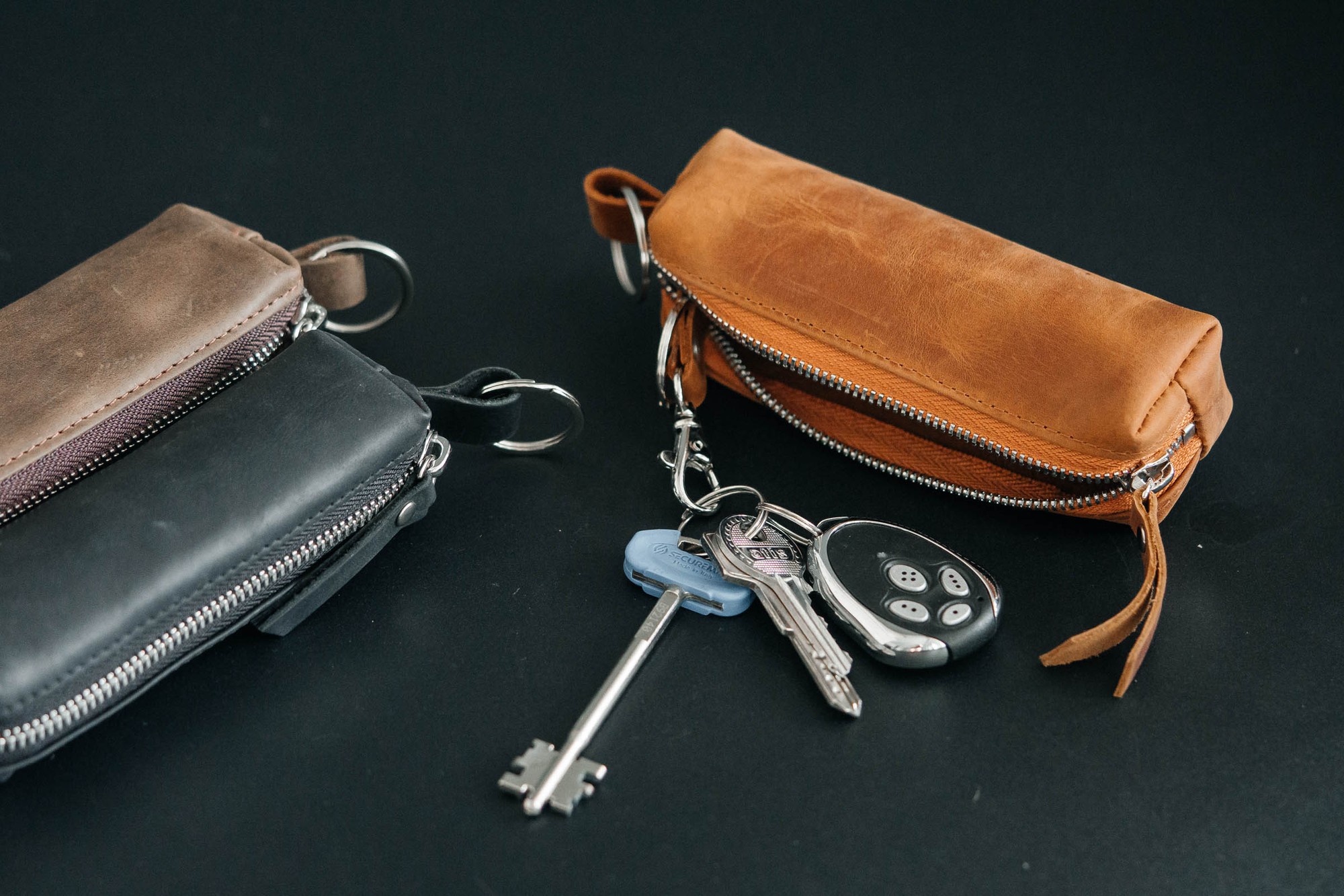Key Holder, Leather Key Organizer with Coin Pocket