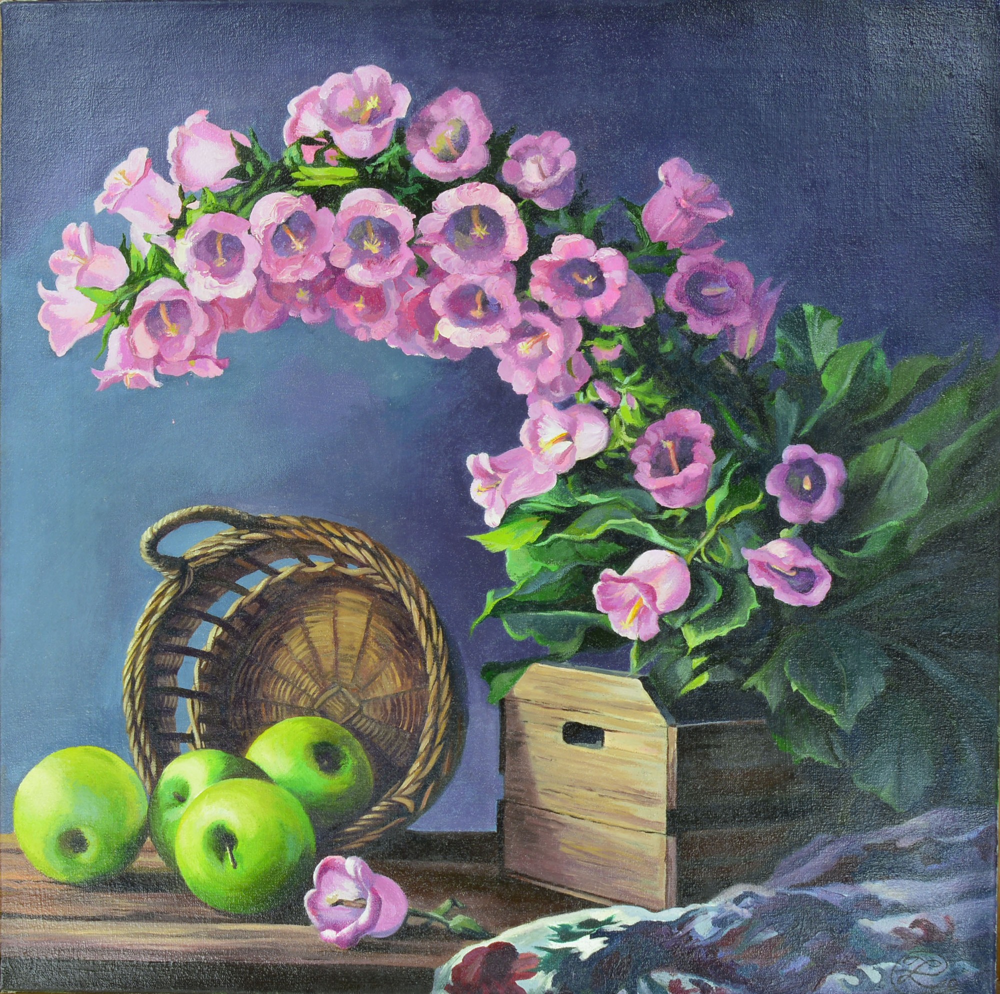 Interior picture oil painting flowers fruits "still life with apples" without a frame gift