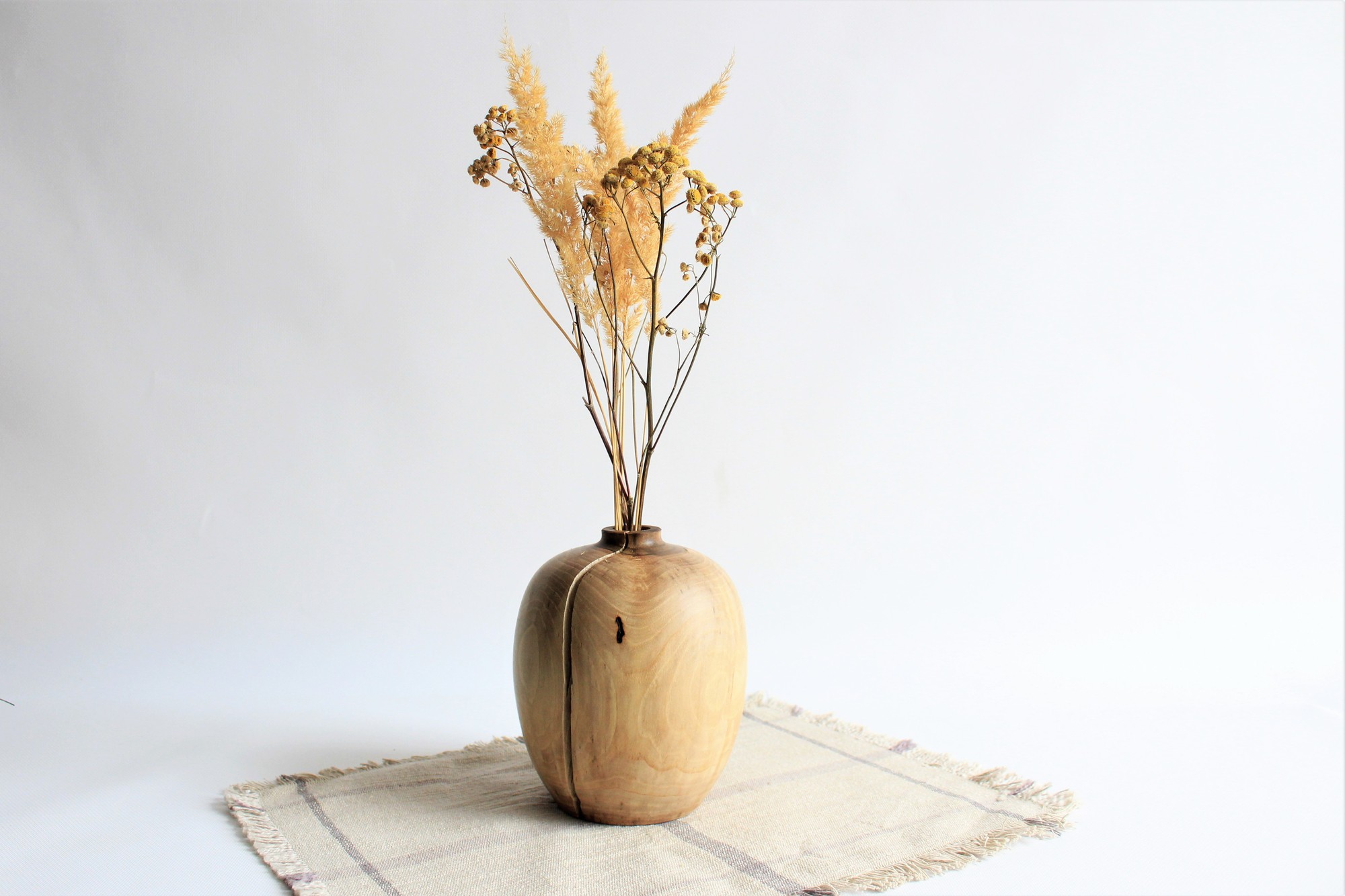 Unique vase handmade, natural wooden dried flower vase