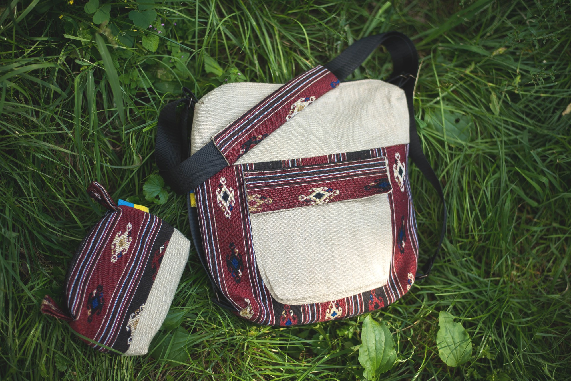 A set of women's bag-backpack "Marena" and cosmetic bag "Lyubva" handmade.