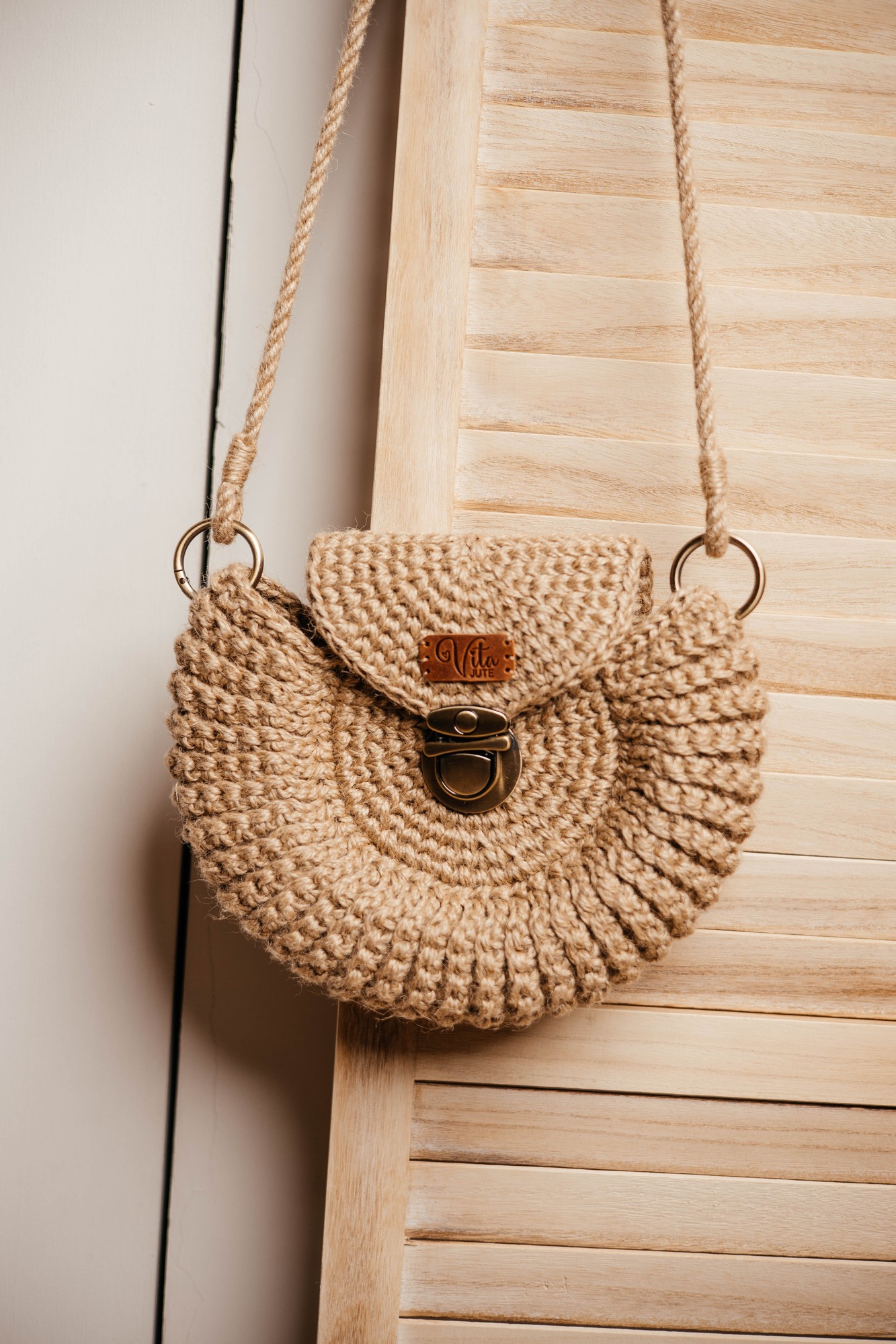 Knitted jute clutch made from eco-friendly jute